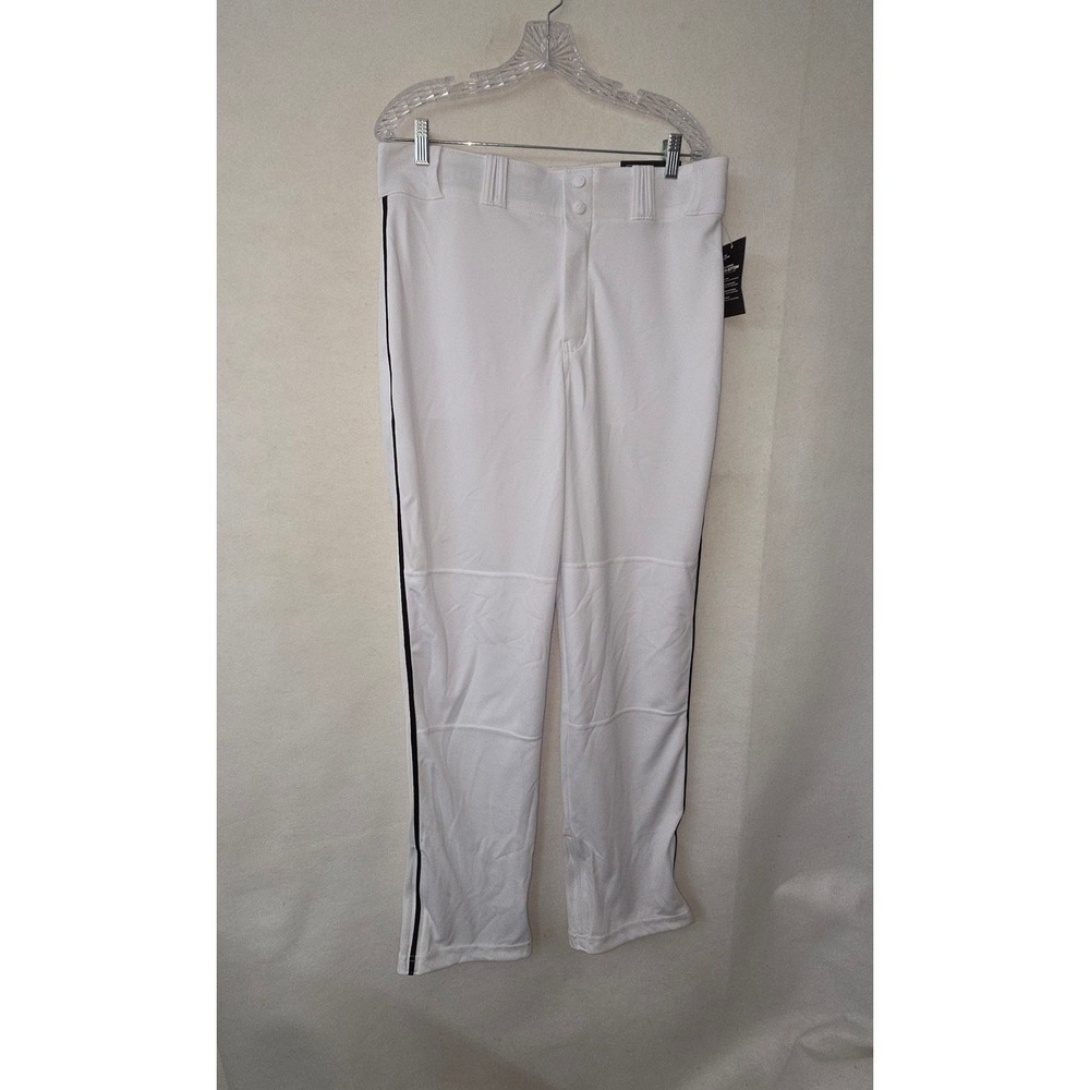 CHAMPRO Baseball Pants Mens Large White Black Pipe Triple Crown Open Bottom NEW